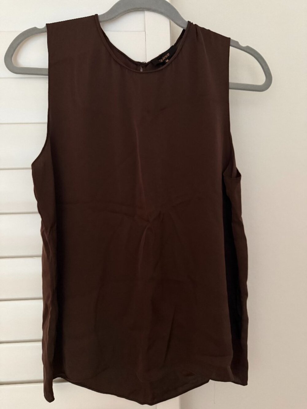 Quince Washable Stretch Silk Tank Top Shell Chocolate Brown